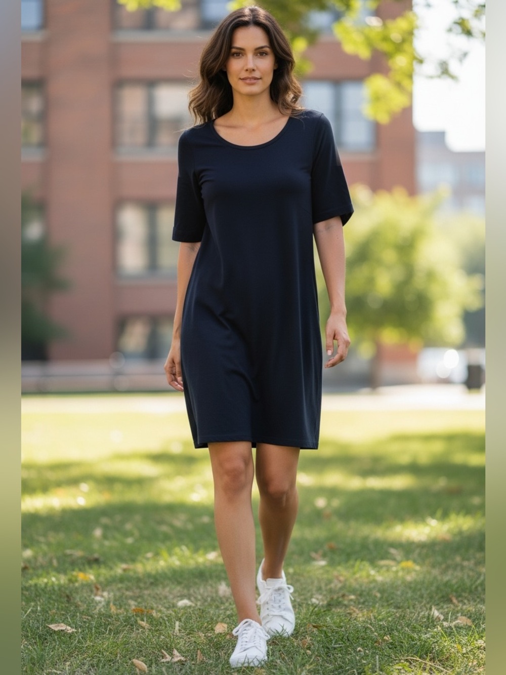 Donna Ricco Black Midi Stretch Knit 3/4 Sleeve Dress